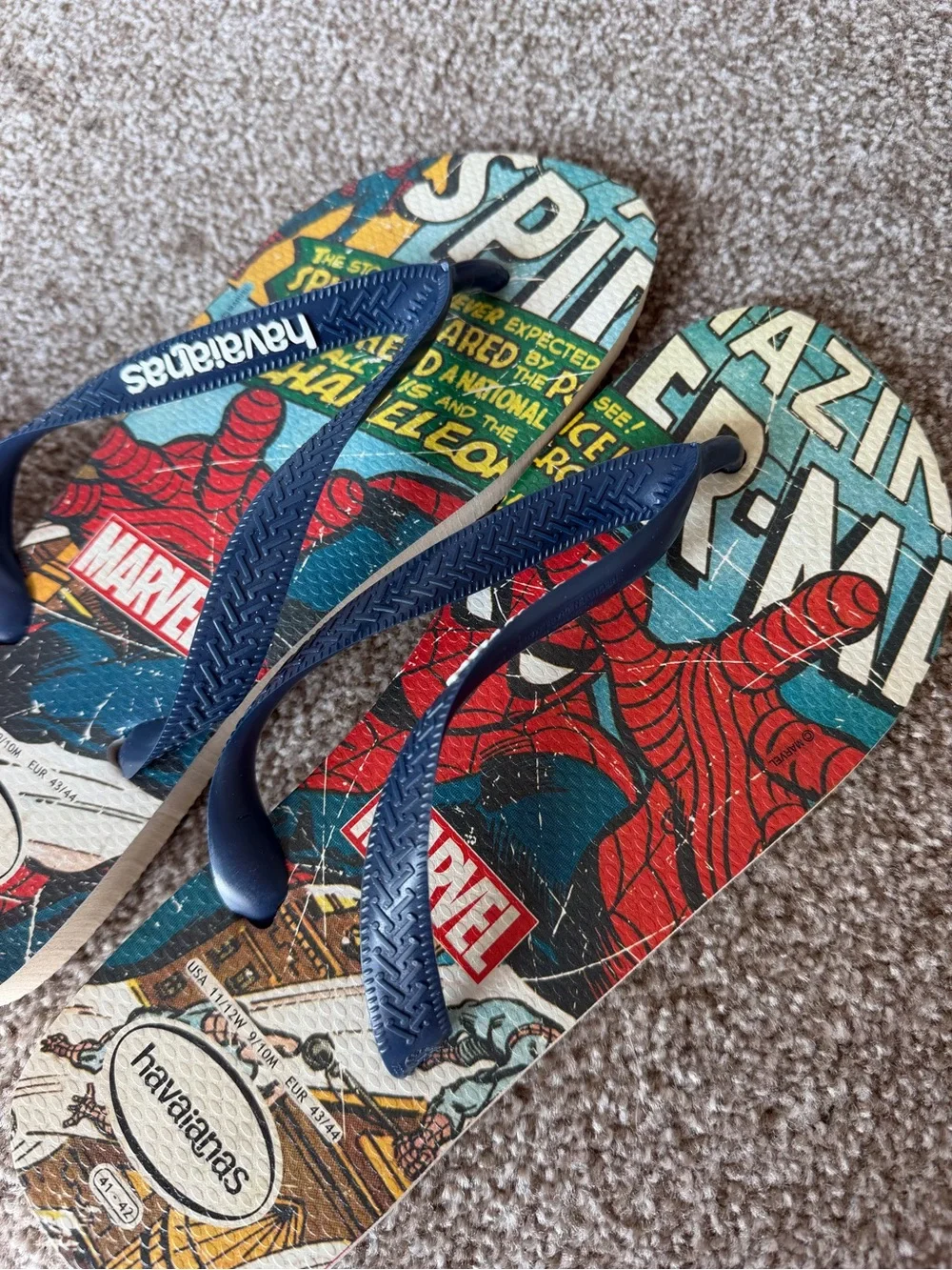Havaianas Adult Spider-Man Comic Flip Flops in Navy, Red, Blue